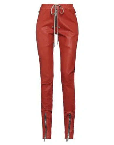 Rick Owens Woman Pants Rust Size 4 Goat Skin, Cotton, Elastane In Red