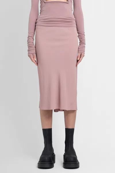 Rick Owens Calf Bias Midi Skirt In Pink