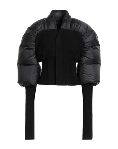 Rick Owens Woman Puffer Black Size 6 Virgin Wool, Polyamide