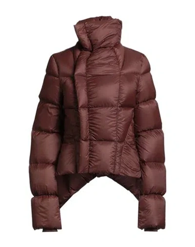 Rick Owens Woman Puffer Brick Size 4 Polyamide, Virgin Wool In Brown