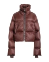 Rick Owens Woman Puffer Brick Size 6 Polyamide, Virgin Wool In Burgundy