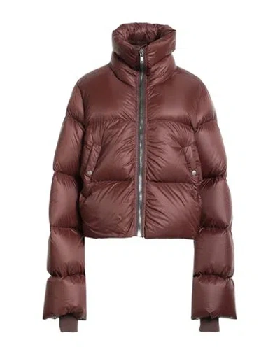 Rick Owens Woman Puffer Brick Size 6 Polyamide, Virgin Wool In Burgundy