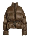 Rick Owens Woman Puffer Military Green Size Onesize Polyamide, Cow Leather In Brown