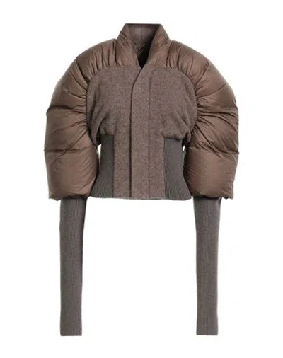 Rick Owens Woman Puffer Taupe Size 4 Virgin Wool, Polyamide In Gray