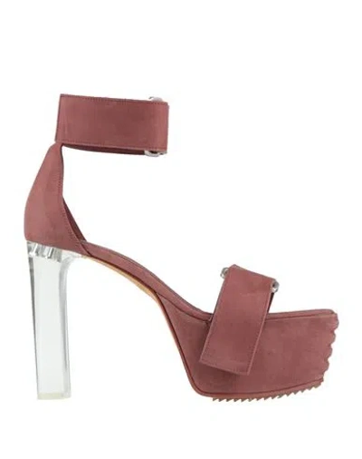 Rick Owens Woman Sandals Antique Rose Size 11 Leather In Pink