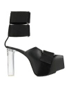 Rick Owens Splint Kiss Leather And Webbing Platform Sandals In Black