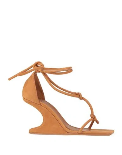 Rick Owens Woman Sandals Camel Size 7 Leather In Multi