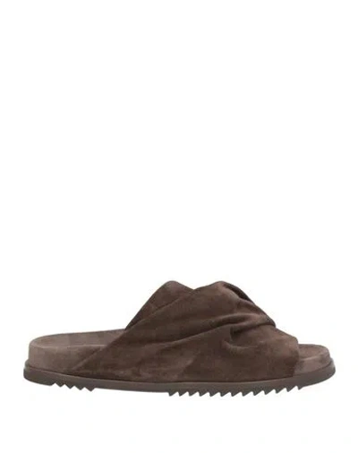 Rick Owens Woman Sandals Dark Brown Size 7 Leather