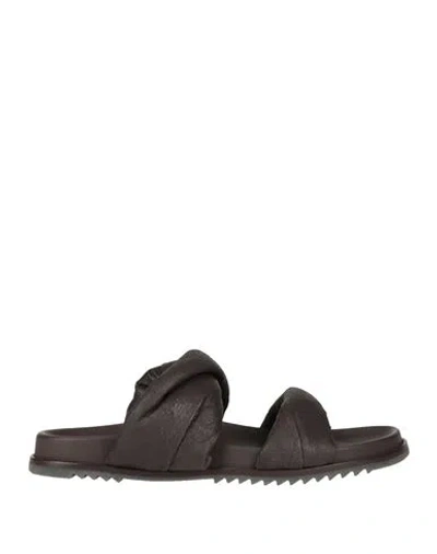 Rick Owens Woman Sandals Dark Brown Size 7 Leather