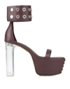 Rick Owens Woman Sandals Dark Purple Size 8 Leather In Grape