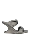 Rick Owens Woman Sandals Lead Size 8 Leather In Grey
