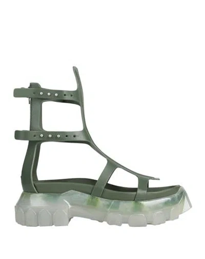 Rick Owens Woman Sandals Military Green Size 8 Leather