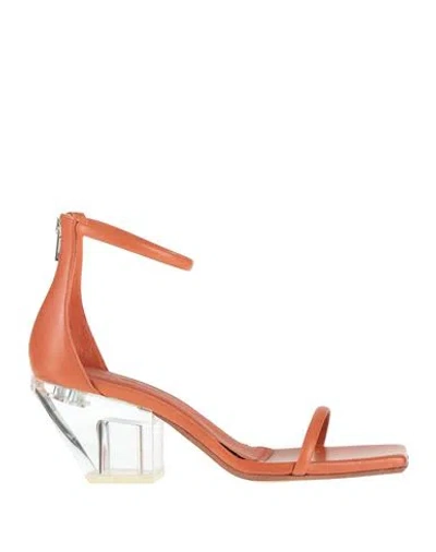 Rick Owens Woman Sandals Orange Size 8 Soft Leather In Multi