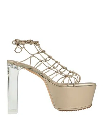 Rick Owens Woman Sandals Platinum Size 8 Leather In Neutral