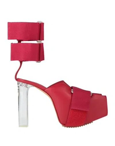 Rick Owens Woman Sandals Red Size 7 Textile Fibers, Leather
