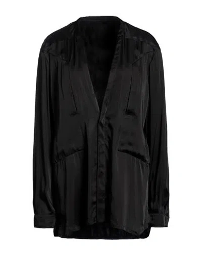 Rick Owens Woman Shirt Black Size 6 Acetate, Viscose