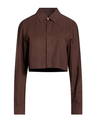 Rick Owens Woman Shirt Dark Brown Size 4 Cotton