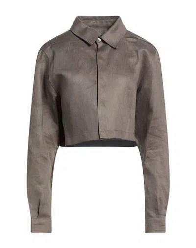 Rick Owens Woman Shirt Taupe Size 6 Linen In Brown