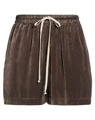 Rick Owens Woman Shorts & Bermuda Shorts Dark Brown Size 2 Viscose, Silk In Black