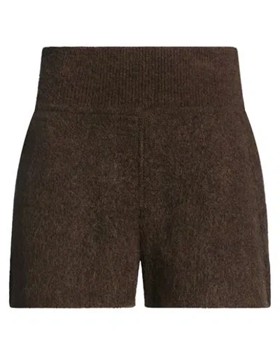 Rick Owens Woman Shorts & Bermuda Shorts Dark Brown Size S Alpaca Wool, Polyamide, Wool, Elastane