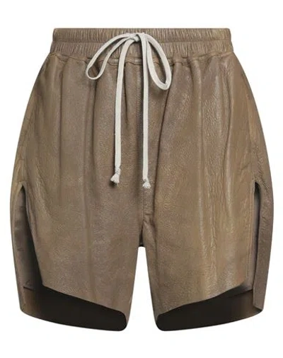 Rick Owens Woman Shorts & Bermuda Shorts Military Green Size 4 Lambskin In Brown