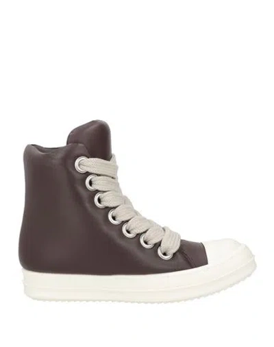 Rick Owens Woman Sneakers Burgundy Size 11 Leather In Brown