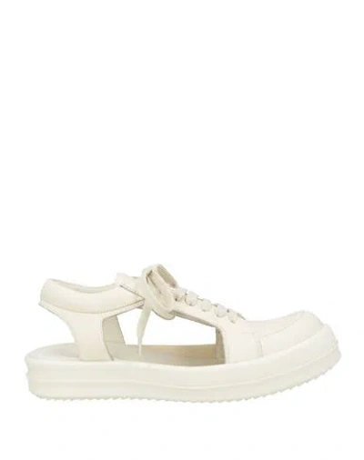 Rick Owens Woman Sneakers Cream Size 8 Leather In White