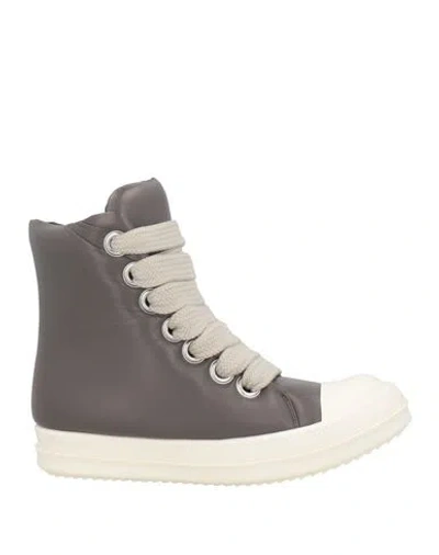 Rick Owens Woman Sneakers Grey Size 11 Leather In Gray