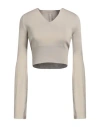 Rick Owens Woman Sweater Beige Size M Virgin Wool, Cotton