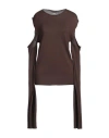 Rick Owens Woman Sweater Chocolate Brown Size L Virgin Wool