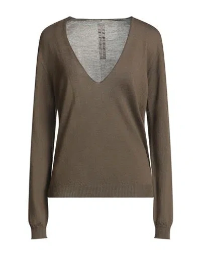 Rick Owens Woman Sweater Camel Size S Virgin Wool In Sand