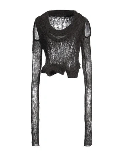 RICK OWENS RICK OWENS WOMAN SWEATER CHARCOAL SIZE S POLYAMIDE, MOHAIR WOOL, WOOL