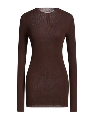 Rick Owens Woman Sweater Chocolate Brown Size L Virgin Wool
