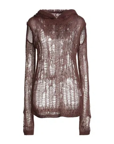 Rick Owens Woman Sweater Chocolate Brown Size S Polyamide, Mohair Wool, Wool