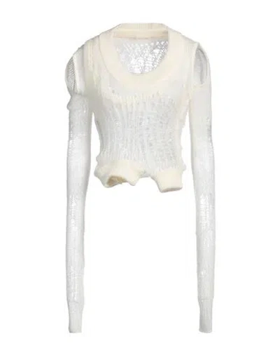 Rick Owens Woman Sweater Cream Size M Polyamide, Mohair Wool, Wool In White
