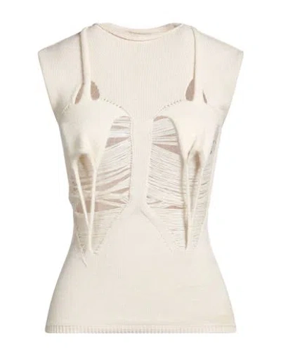 Rick Owens Woman Sweater Cream Size M Virgin Wool, Alpaca Wool, Polyamide, Wool In White