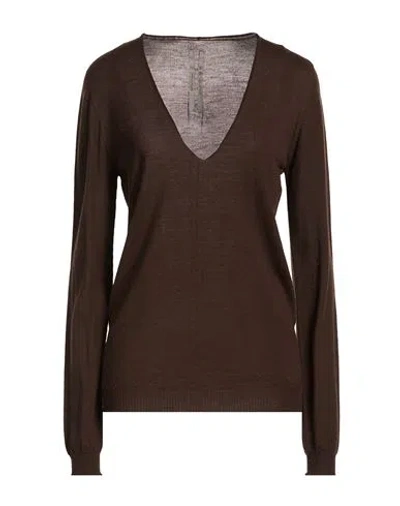 Rick Owens Woman Sweater Dark Brown Size M Virgin Wool