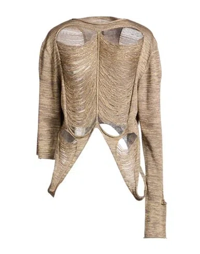 Rick Owens Woman Sweater Gold Size Onesize Virgin Wool, Viscose, Polyester In Neutral