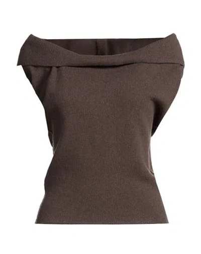 Rick Owens Woman Sweater Grey Size L Cashmere, Wool In Brown