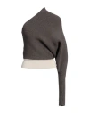 Rick Owens One-shoulder Ribbed-knit Jumper In Beige