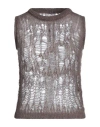 Rick Owens Woman Sweater Chocolate Brown Size L Polyamide, Mohair Wool, Wool In Grey