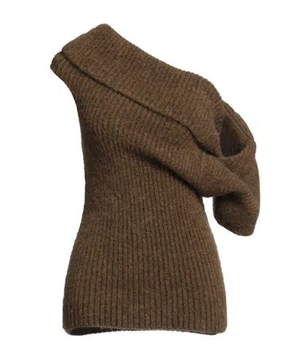 Rick Owens Woman Sweater Mustard Size S Alpaca Wool, Polyamide, Wool, Elastane In Brown