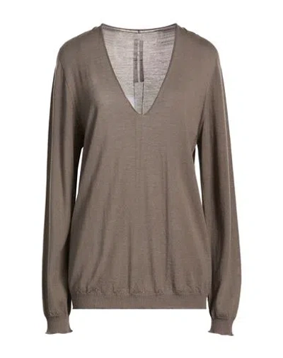 Rick Owens Woman Sweater Taupe Size L Virgin Wool In Gray