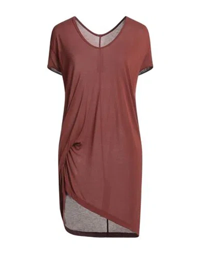 Rick Owens Woman T-shirt Brick Size 8 Viscose, Silk In Brown