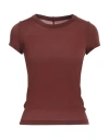Rick Owens Woman T-shirt Brown Size 4 Cupro, Elastane