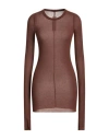 Rick Owens Woman T-shirt Brown Size 8 Viscose, Silk