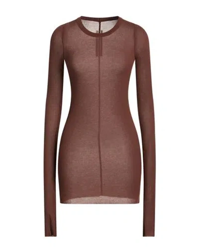Rick Owens Woman T-shirt Brown Size 8 Viscose, Silk