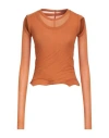 Rick Owens Woman T-shirt Camel Size 4 Cotton In Beige