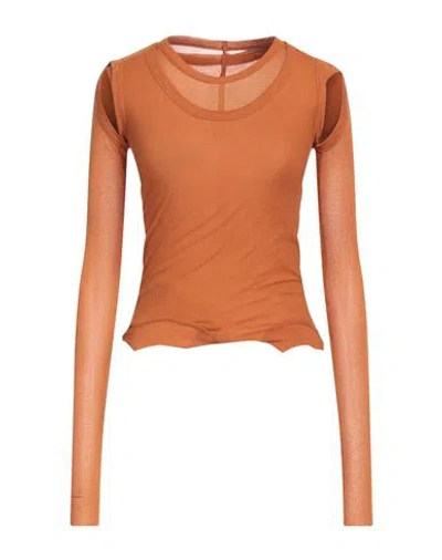 Rick Owens Woman T-shirt Camel Size 4 Cotton In Beige