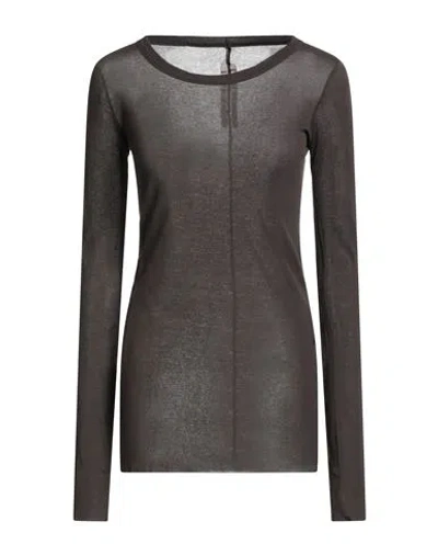 Rick Owens Woman T-shirt Charcoal Size 4 Cotton In Gray